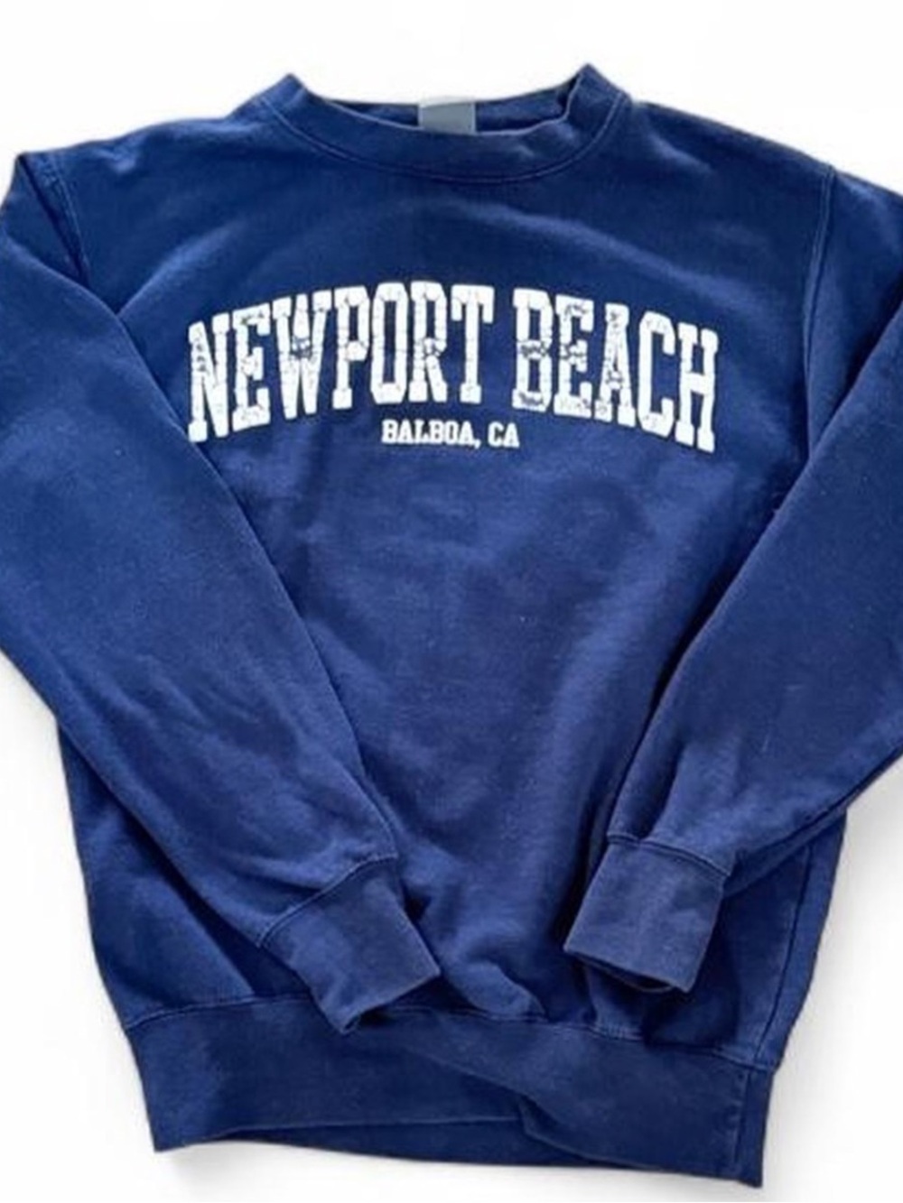 MV Sport Navy Crewneck Sweatshirt with White Newport Beach Print